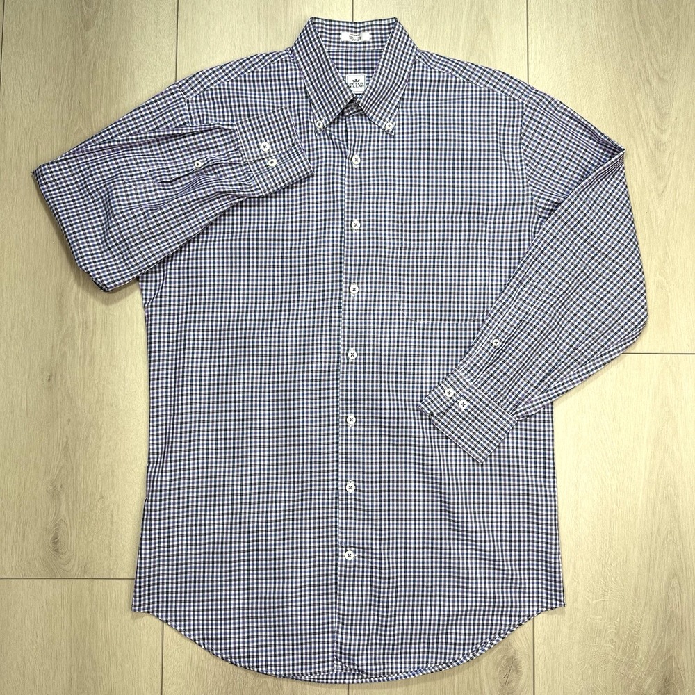 VINTAGE Peter Millar Men's Medium Button-Down‎ Check Shirt Purple Blue Plaid